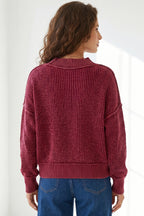 Red Dahlia 100% Cotton Drop Shoulder High Neck Ribbed Sweater