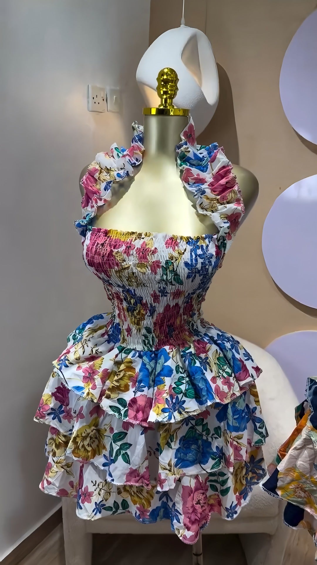 Sleeveless Halter Neck Tiered Ruffle Mini Dress