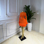 Resort Tiered Long Sleeve High Waist Mesh Elegant Dress