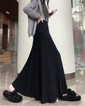 Casual High Waist Pleated Knitted Long Skirt for Women