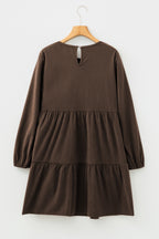 Mist Green Lantern Sleeve Tiered Mini Dress