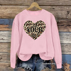 Leopard patterned heart-shaped fleece hoodie
