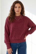 Red Dahlia 100% Cotton Drop Shoulder High Neck Ribbed Sweater