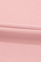 Light Pink Ribbed Pearl Beaded Puff Sleeve Top