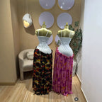 Elegant Printed Sleeveless Backless Slim Fit Chiffon Dress