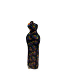 Elegant Sexy Halter Neck Mesh Printed Sleeveless Slim Fit Open Back Evening Dress