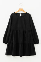 Mist Green Lantern Sleeve Tiered Mini Dress