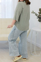 Beau Blue Solid Paneling Loose Fit Plus Size Jeans