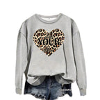 Leopard patterned heart-shaped fleece hoodie