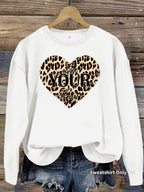 Leopard patterned heart-shaped fleece hoodie