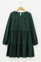 Mist Green Lantern Sleeve Tiered Mini Dress