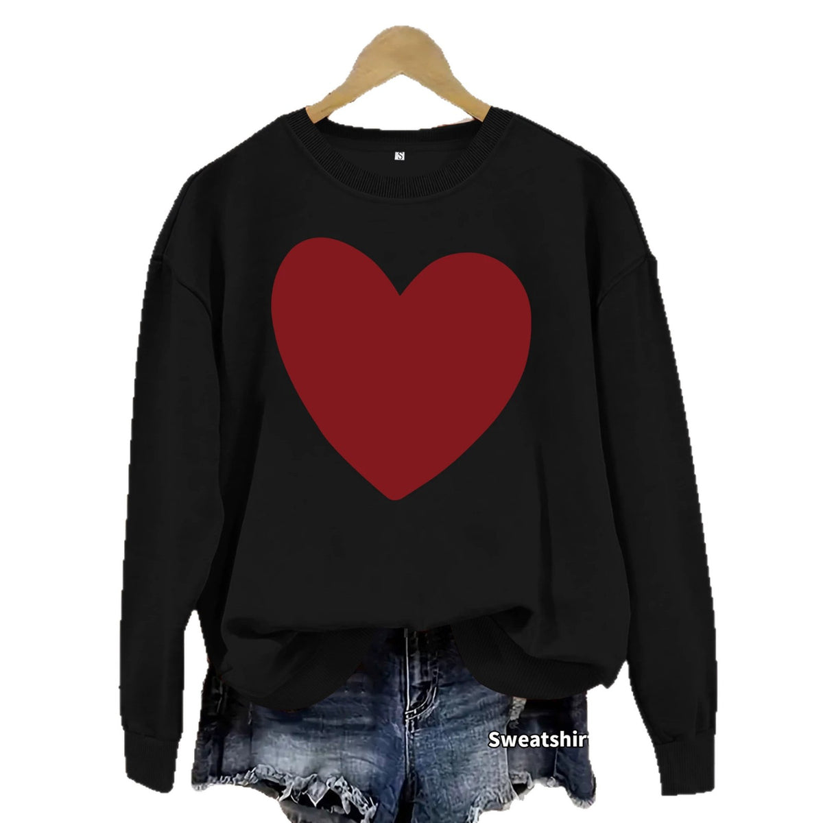 Heart printed fleece hoodie