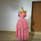 Elegant Plaid Printed Sleeveless Halter Ruffle Slim Fit Dress