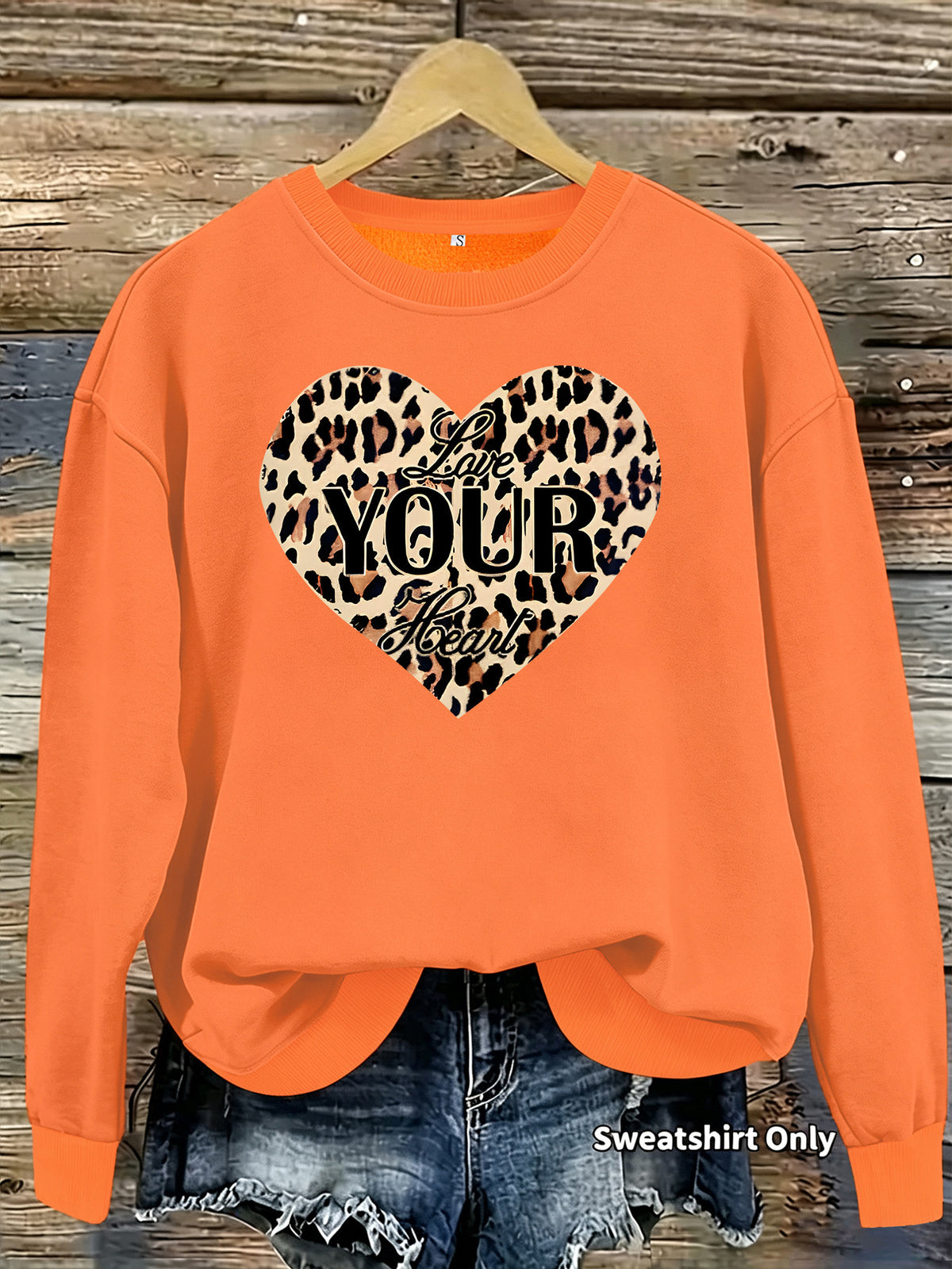 Leopard patterned heart-shaped fleece hoodie