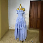Elegant Plaid Printed Sleeveless Halter Ruffle Slim Fit Dress