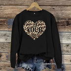 Leopard patterned heart-shaped fleece hoodie