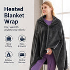 Coral Velvet Heated Blanket Shawl – USB Fast Heating, 3 Levels, 8 Heating Areas, Wearable Heating Mat for Home