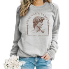 Life Hardship Short Pattern Printed Round Neck Velvet Hoodie
