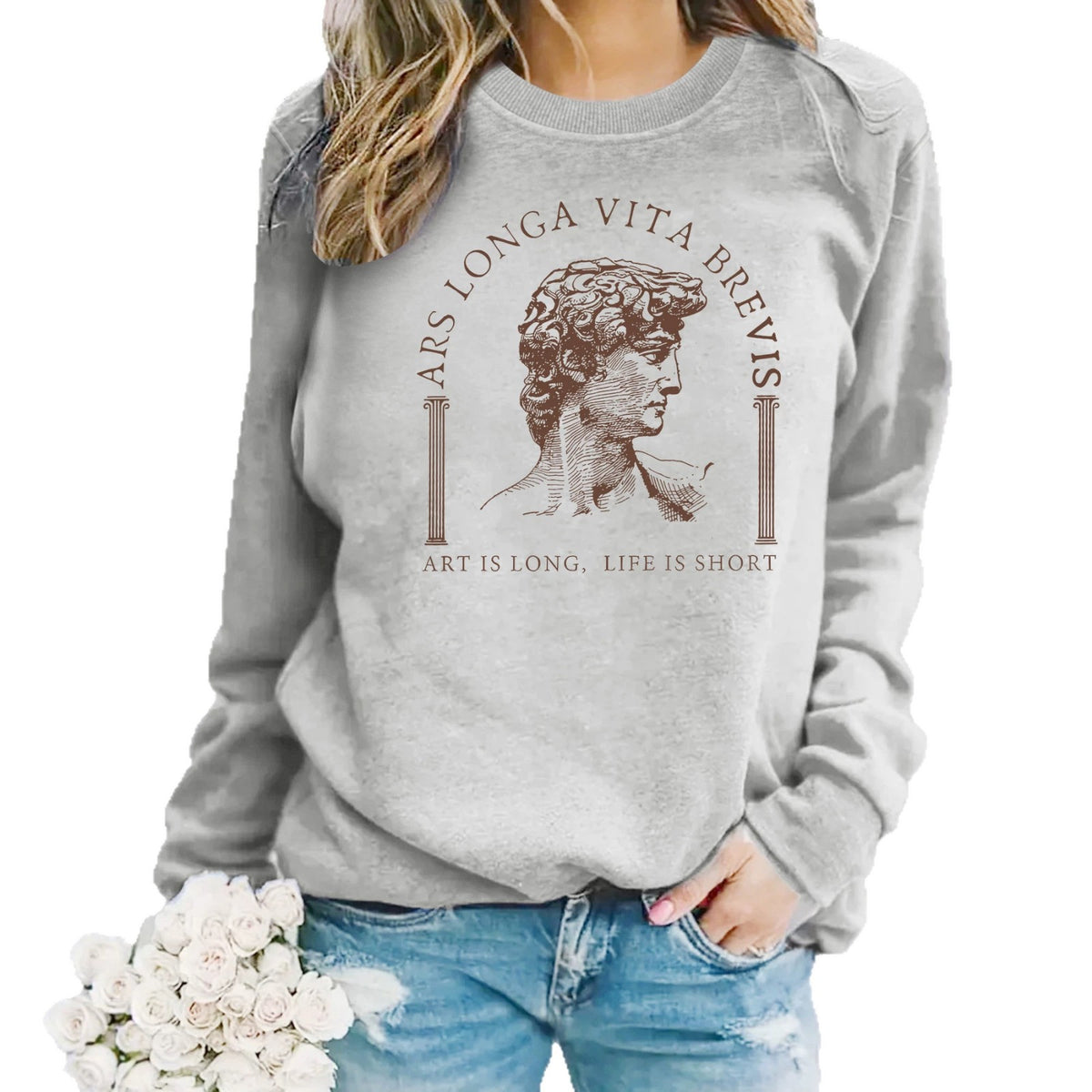 Life Hardship Short Pattern Printed Round Neck Velvet Hoodie
