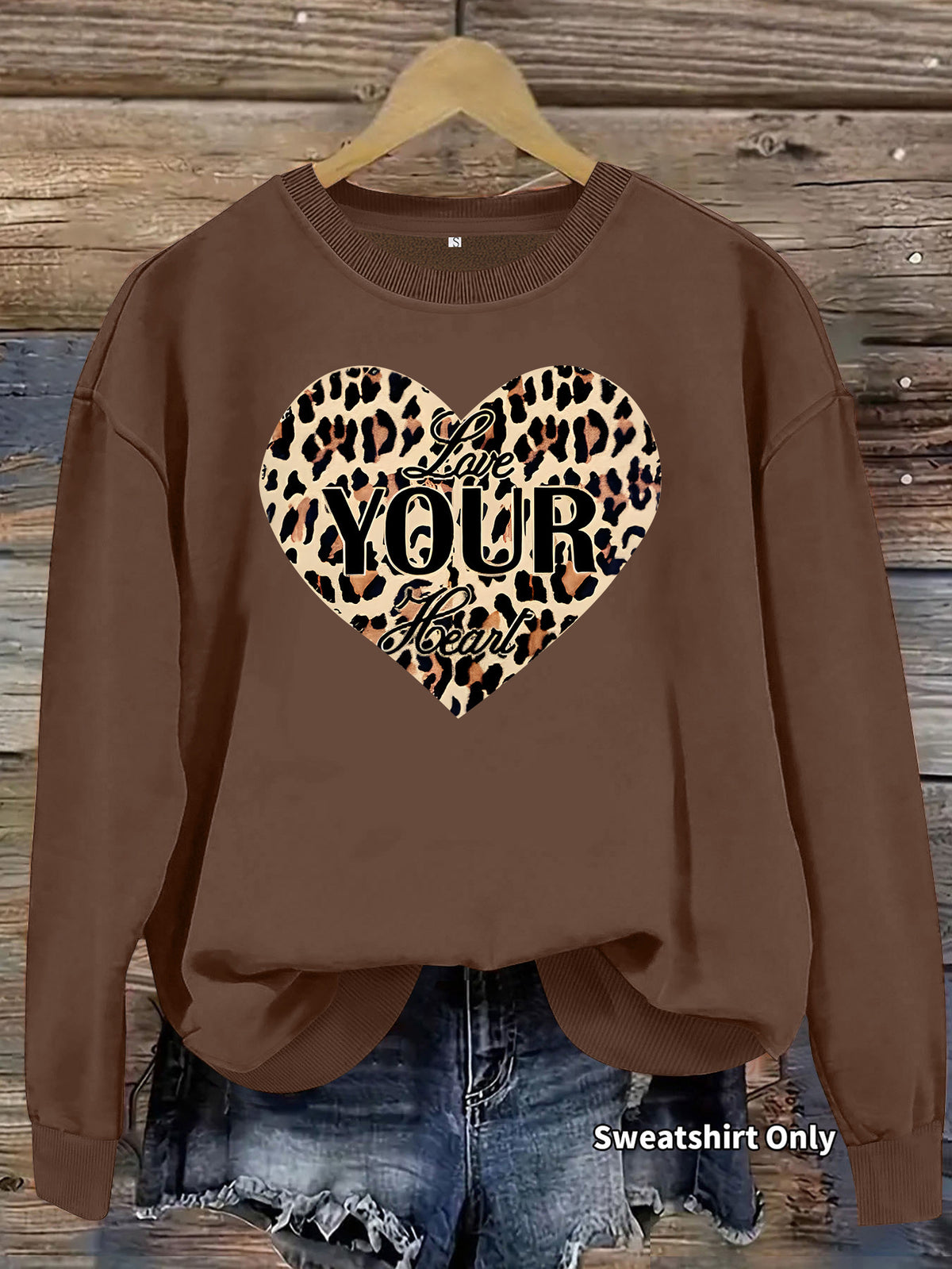 Leopard patterned heart-shaped fleece hoodie