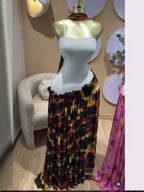 Elegant Printed Sleeveless Backless Slim Fit Chiffon Dress