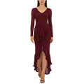 Women's Fashion V-neck Sheer Ruffle Skirt Dress