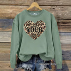 Leopard patterned heart-shaped fleece hoodie