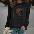 Life Hardship Short Pattern Printed Round Neck Velvet Hoodie