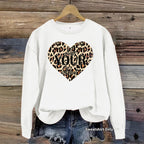 Leopard patterned heart-shaped fleece hoodie