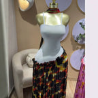 Elegant Printed Sleeveless Backless Slim Fit Chiffon Dress