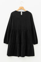 Mist Green Lantern Sleeve Tiered Mini Dress