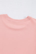 Light Pink Ribbed Pearl Beaded Puff Sleeve Top