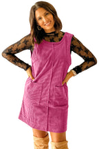 Black Corduroy Exposed Seam Sleeveless Mini Dress